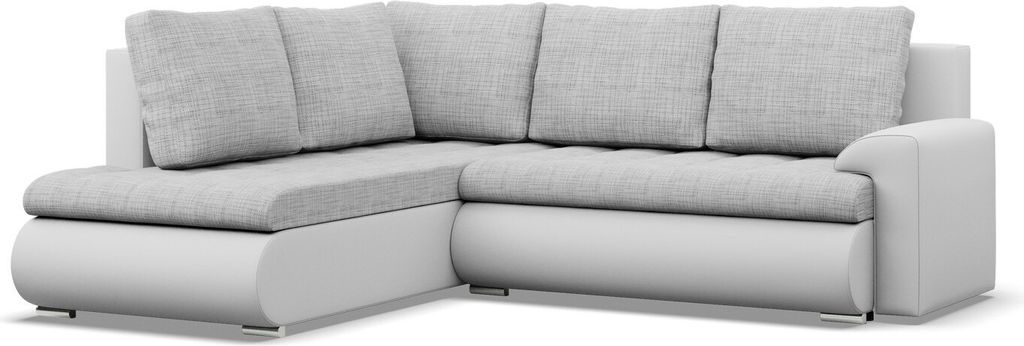 Links Ecksofa mit Schlaffunktion Foresta, Ottomane, Grau + Grau