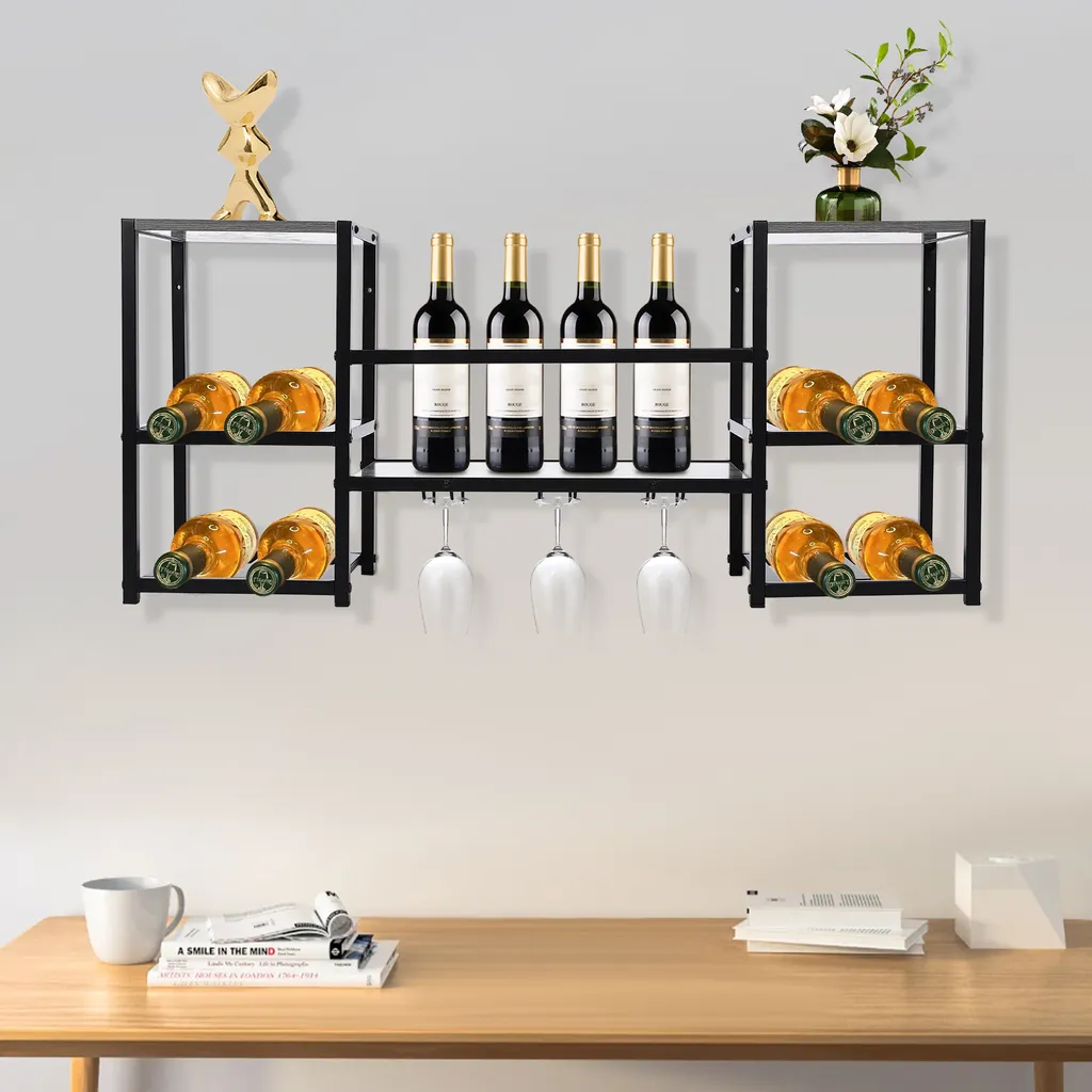 Range bouteille mural gain de place style industriel pour petits espaces - 2