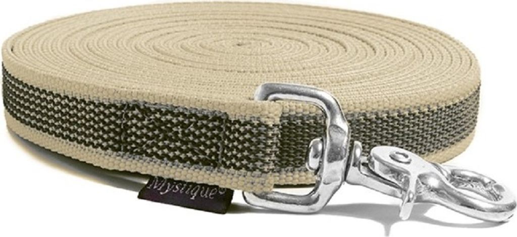 Mystique Gummierte Schleppleine 20mm mit HS rostfreiem Scherenkarabinerhaken beige 10m