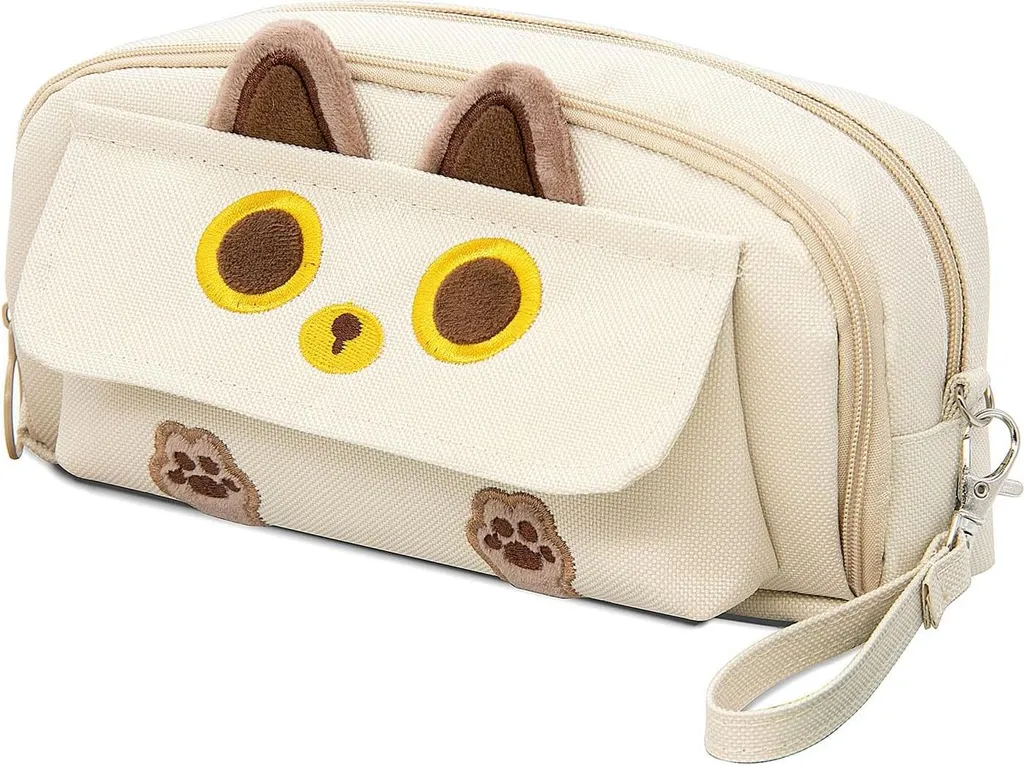 LJCZKA Trousse Scolaire Chat 3D Grand Format avec 4 Compartiments Fille