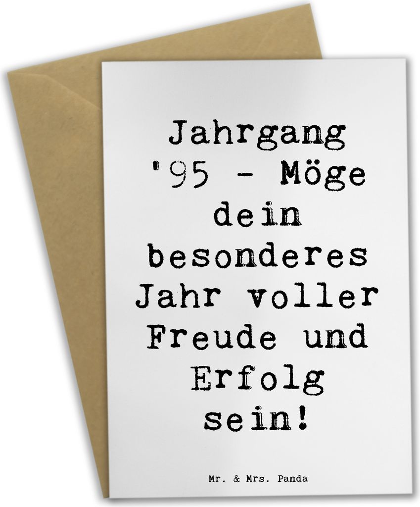 Mr. & Mrs. Panda Grußkarte Spruch 1995 Geburtstag - Weiß - Geschenk, osterkarten, vatertagskarte, Geburtstagsgeschenk, personalisierte Geschenke,...