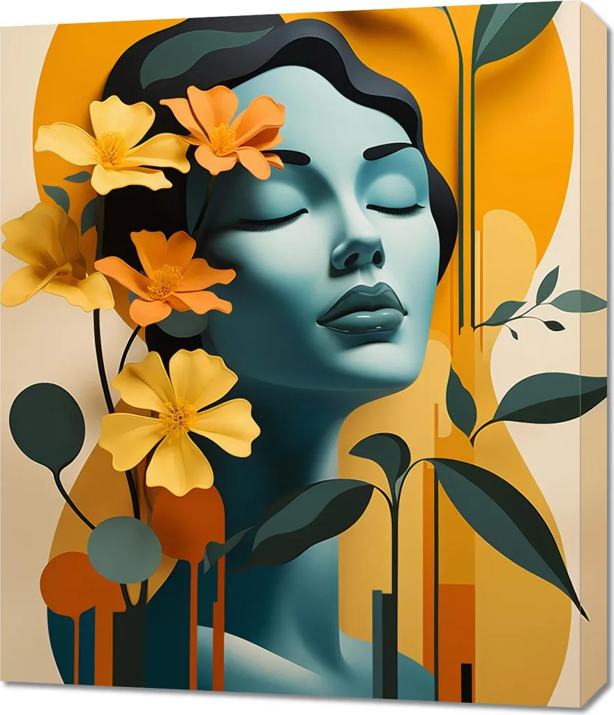 Quadro 60x70 Meditazione Floreale | Tela Canvas Arredamento Moderno
