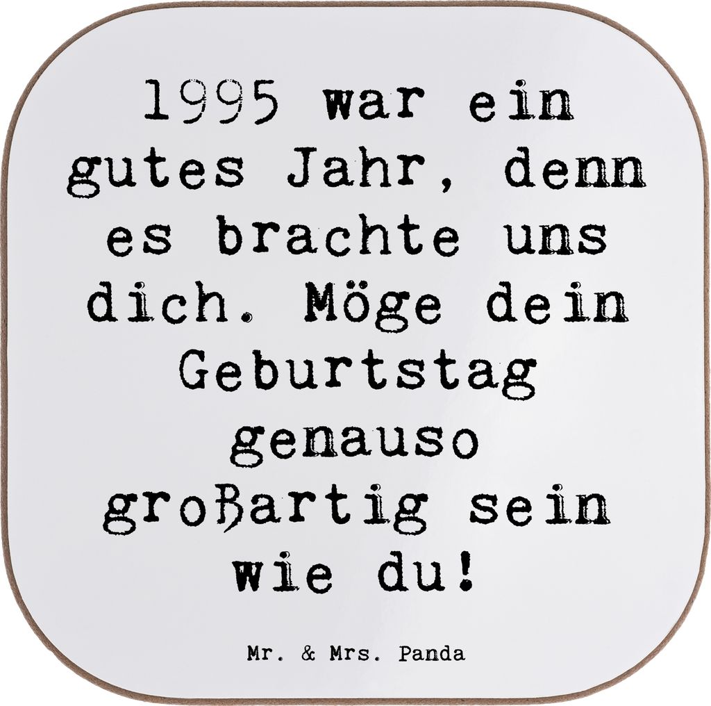 Mr. & Mrs. Panda Untersetzer Glas Spruch 1995 Geburtstag - Weiß - Geschenk, du, Glückwunsch, gläseruntersetzer, Freundschaft, Tassen, Coaster, f...