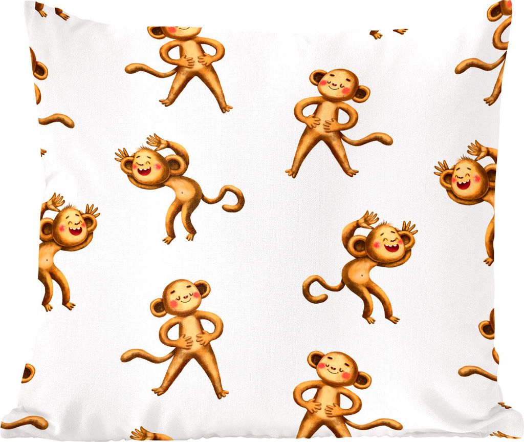 MuchoWow Zierkissen Sofakissen Wohnzimmer Dekokissen 60x60 cm Dschungel - Design - Affe - Kinder - Sitzfläche - Foto Polster
