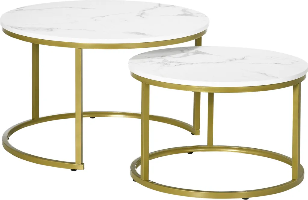 Tables Basses Robustes Charge 30kg Gain de Place Aspect Marbre Chic