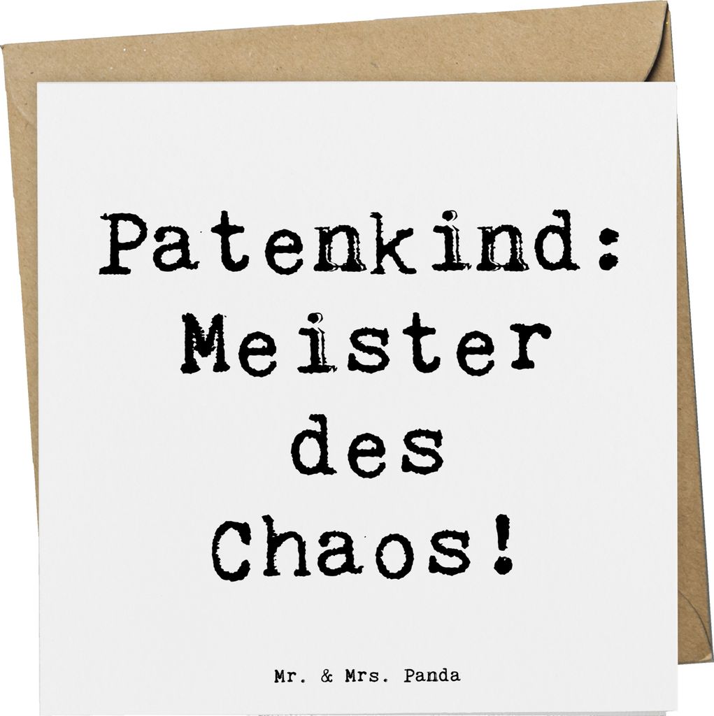Mr. & Mrs. Panda Grußkarte Spruch Patenkind Chaosmeister - Weiß - Geschenk, Patenschaft, Klappkarte, Fürsorge, faltkarte, Humor, Liebe, Chaos, G...