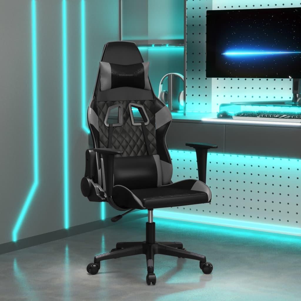 2025 cloris Gaming-Stuhl Schwarz und Grau Kunstleder - Bürostühle Sale6751995 1parcel