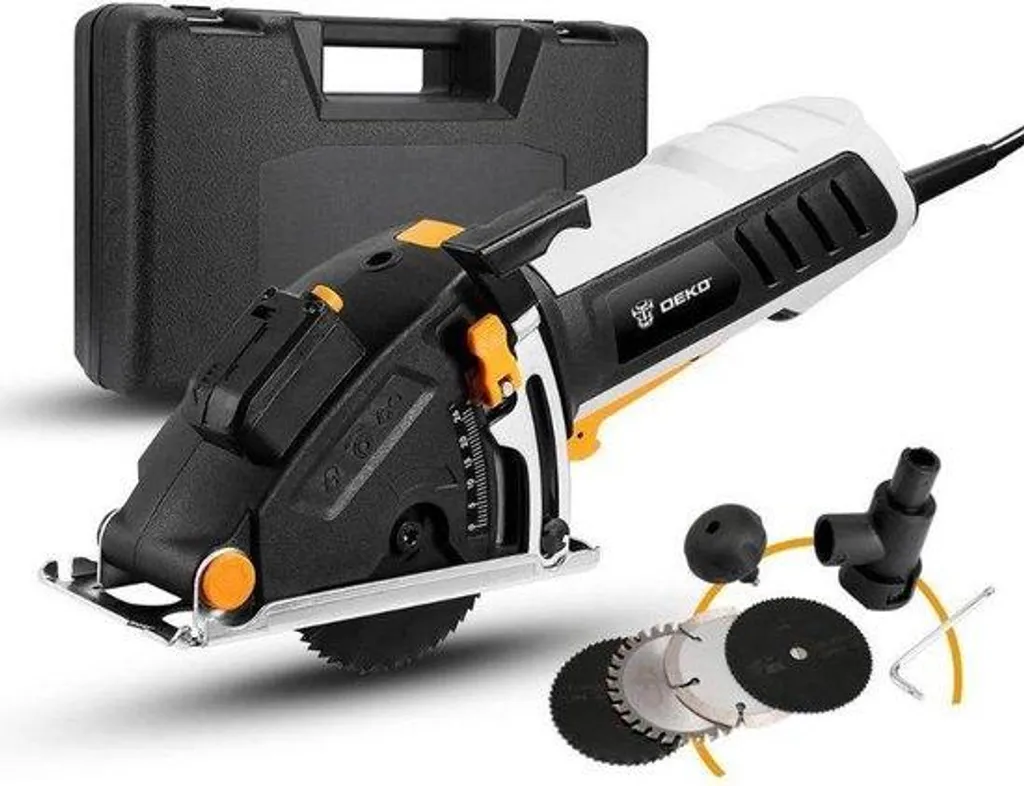 Mini scie circulaire portative 800W laser avec set de 4 lames bois