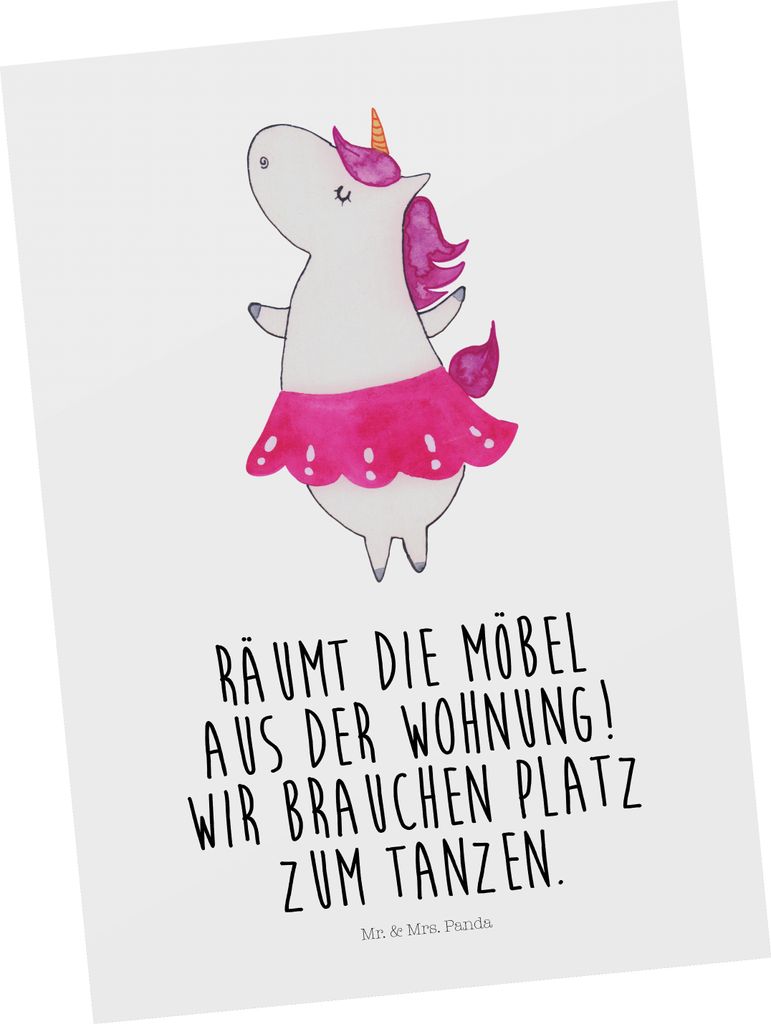 Mr. & Mrs. Panda Grußkarte Einhorn Ballerina - Weiß - Produktbild 