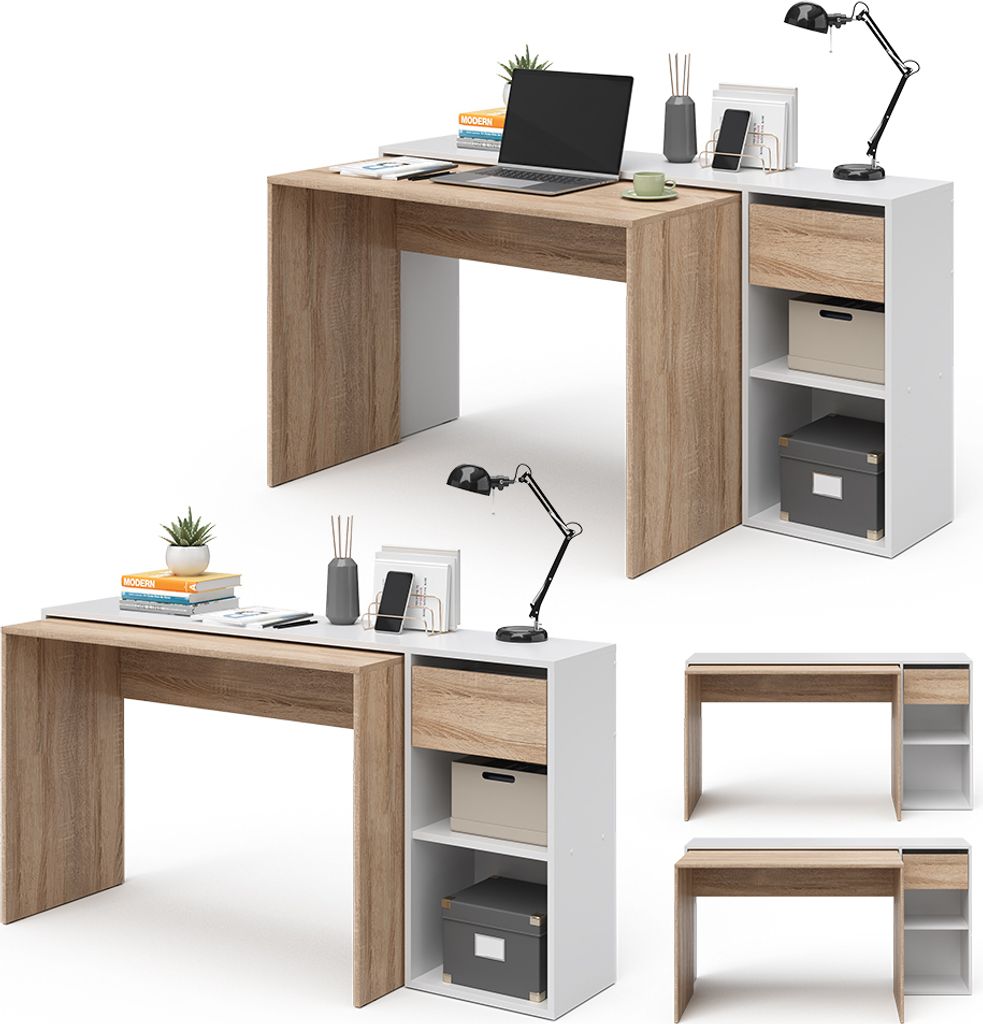 Vicco Schreibtisch Ben, 145 x 46.4 cm, Weiß/Sonoma Produktbild 7