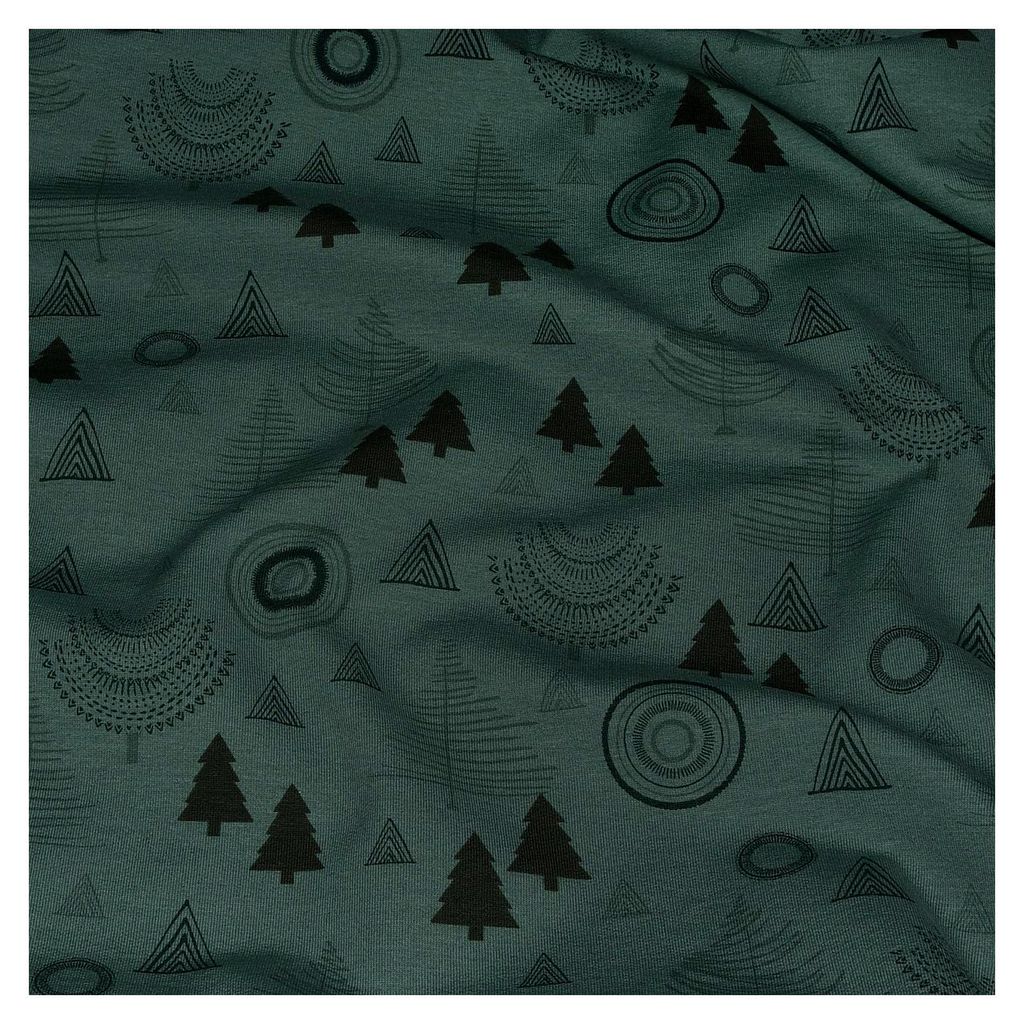 Süße Zwerge - Wintersweat angeraut "Tannenbaum" - Winterwald - altmint - Kinderstoff zum Nähen - Meterware 25 cm x 145 cm - Standard 100