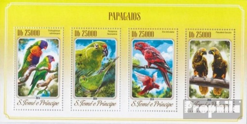 Briefmarken Sao Tome e Principe 2014 Mi 5820-5823 Kleinbogen (kompl. Ausgabe) postfrisch Papageien