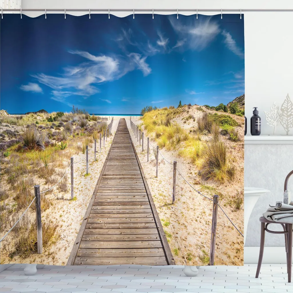 Tenda Doccia ABAKUHAUS Costa Idilliaca 175x200 - Viaggio nel Blu
