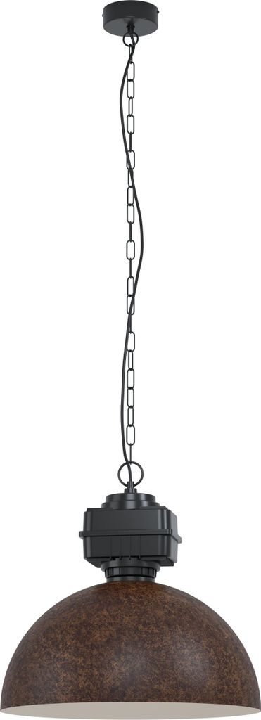 EGLO Pendelleuchte Rockingham, 1 flammige Hängelampe Industrial, Vintage, Retro, Hängeleuchte aus Stahl, Esstischlampe, Wohnzimmerlampe, E27, Ø ...