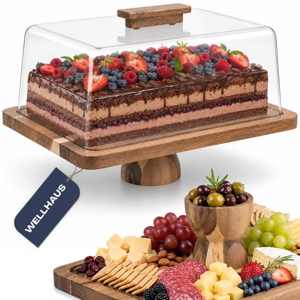 WELLHAUS Kuchenplatte Akazienholz mit Haube 40x31 cm Produktbild 