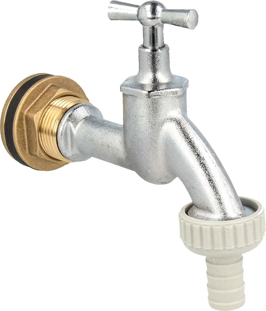 tecuro Auslaufventil mit Behälterverschraubung für Regentonne Wassertank - 1/2 Zoll