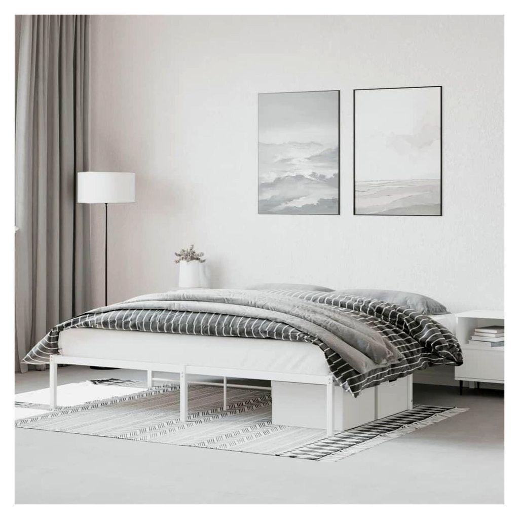 Metallbettgestell, ohne Matratze, Weiß, 183 x 213 cm, Betten und Zubehör