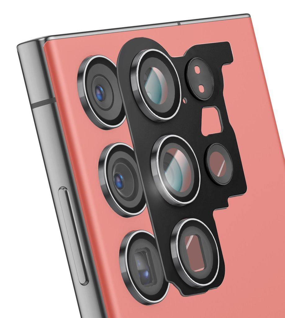 Clappio, Ersatz-Kameralinse hinten Galaxy S23 Ultra mit Rahmen, Rot