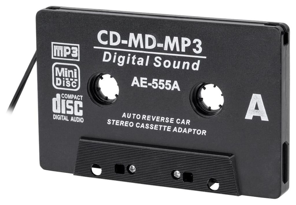 Auto CD/MD Cassette Adapter - 3.5mm Jack (m) - Zwart Productafbeelding 