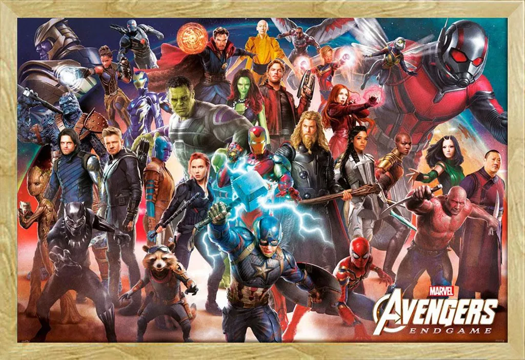 Cadre Photo avec Affiche Avengers Endgame - Décoration Murale Bois Hêtre
