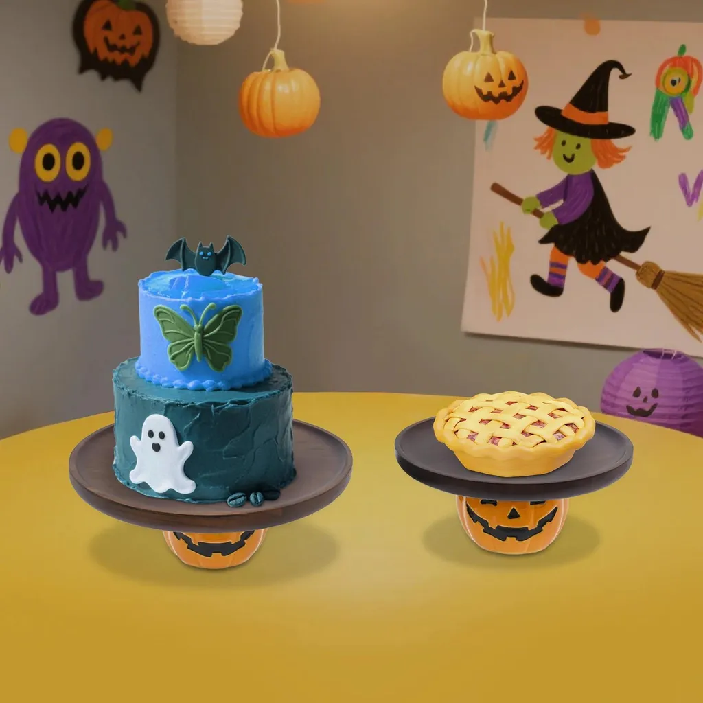 Plat de Service Halloween en Forme de Citrouille - Assiette à Gâteaux