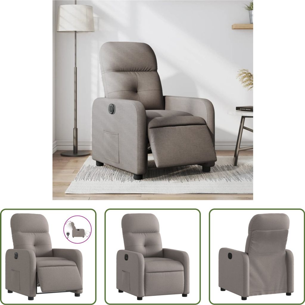 The Living Store Relaxsessel Elektrisch Taupe Stoff