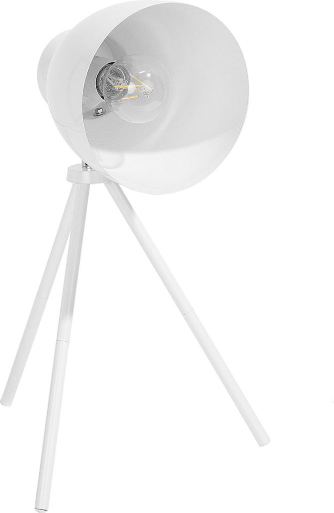 BELIANI Tischlampe Weiß Metall 43 cm Scheinwerfer-Look verstallbarer Schirm Dreibeinig langes Kabel mit Schalter Retro Design