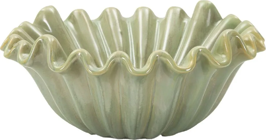 Grand saladier décoratif Venise en verre vert Mauro Ferretti Ø 33 cm