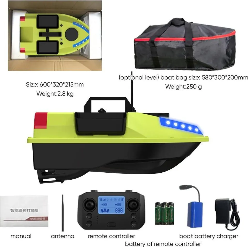Bateau Rc Pêche Nuit Portée 500m , Bateau Amorceur à Double Moteur, Bateau Bateau Amorceur RC