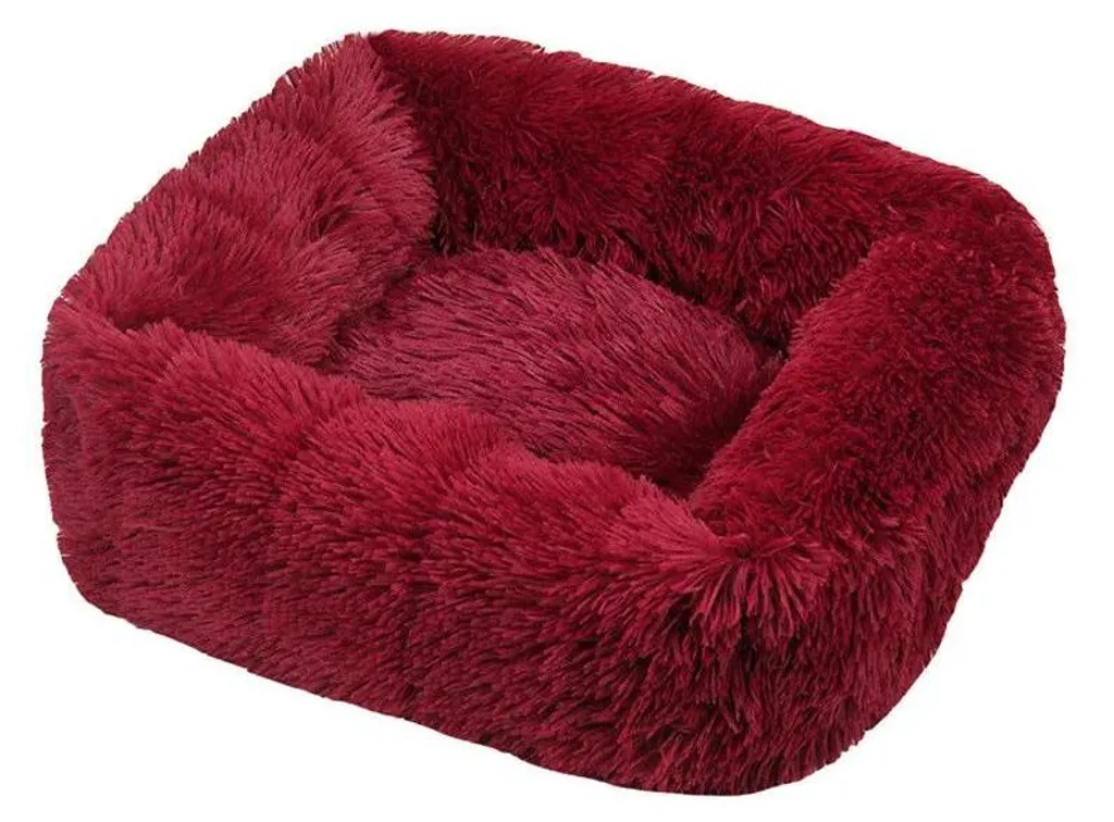 Couchage pour chien bordeaux XL 95 cm x 75 cm peluche facile à laver
