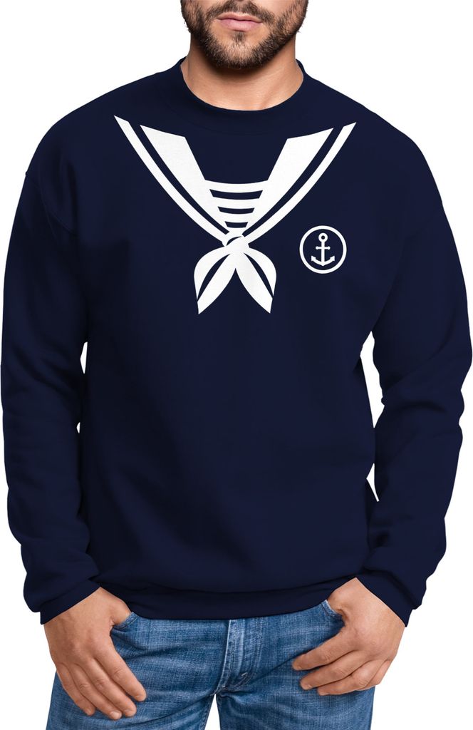 Sweatshirt Herren Matrose Sailor Fasching Fasching-Shirt Fun-Shirt Karneval Fastnacht Moonworks navy S
