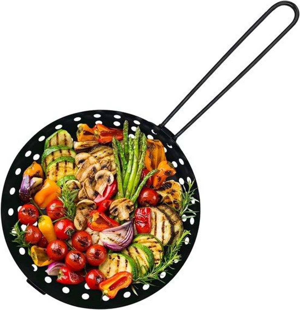 11 Zoll Anti-Aanbak Grillpan mit abnehmbarem Griff - für Außen-Grill und Grillzubehör