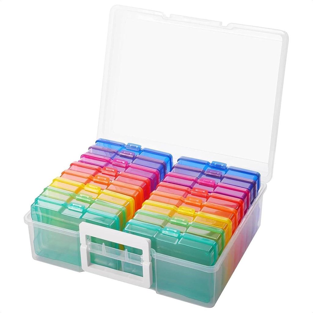 Plastik-Fotobox zur Aufbewahrung von 16 Fächern mit herausnehmbaren Trennwänden zur Organisation von Fotos, Briefmarken, Schrein, Schmuck, Samen,...