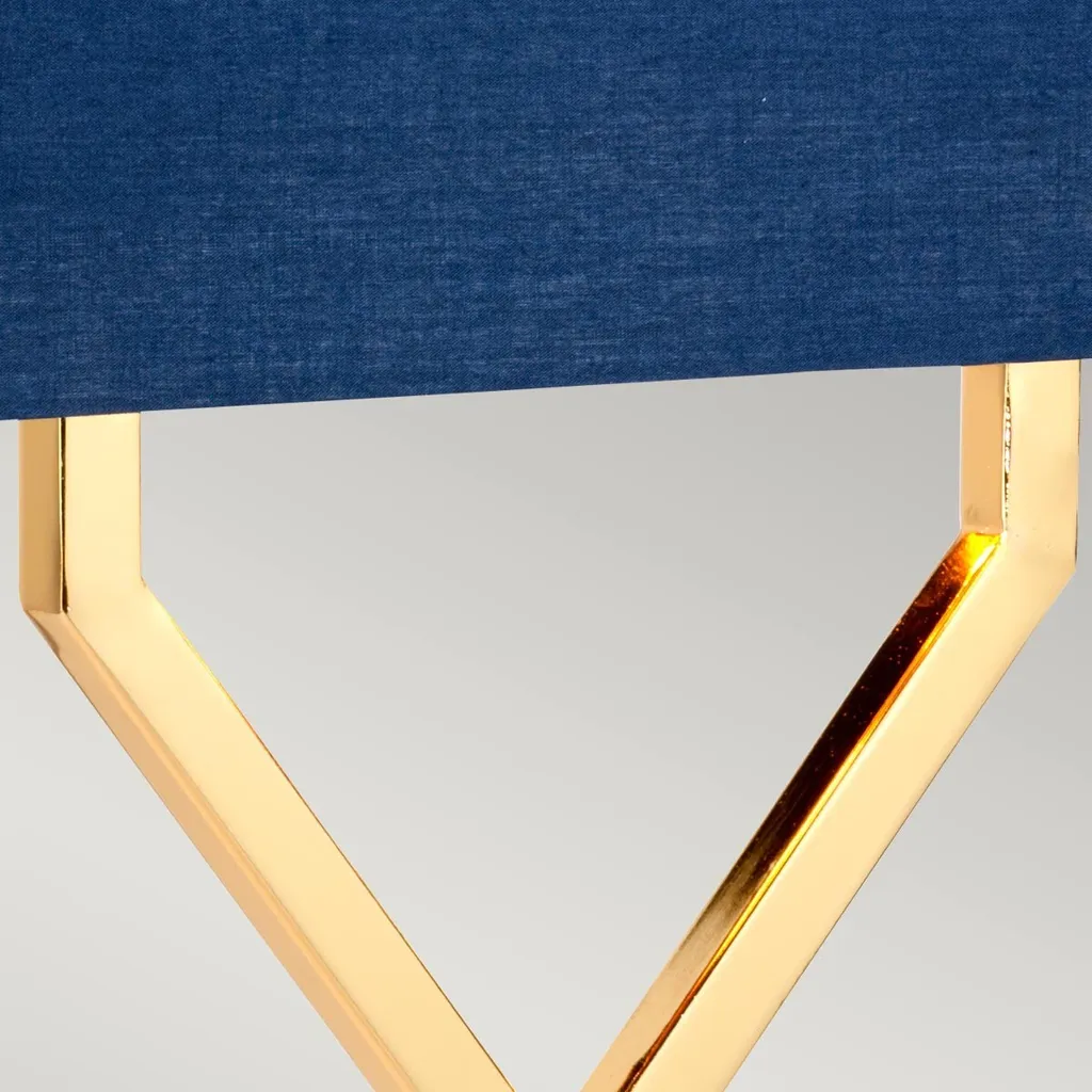 Lampe de table en tissu bleu marine Cross Elstead finition dorée E27