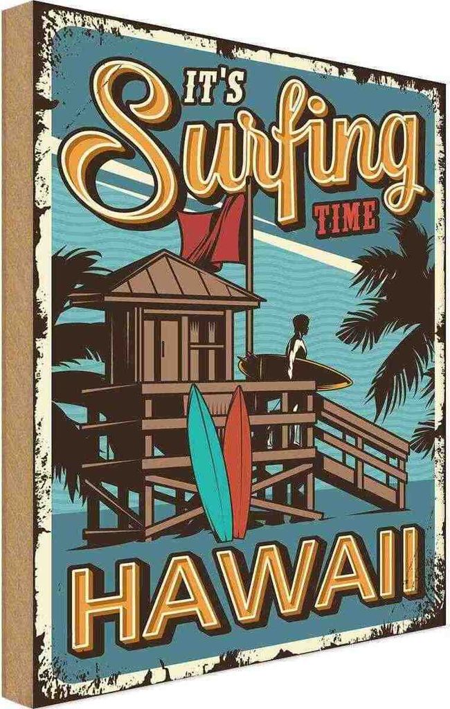 vianmo Holzschild 30x20 cm Hawaii ist Surfing time Dekoration