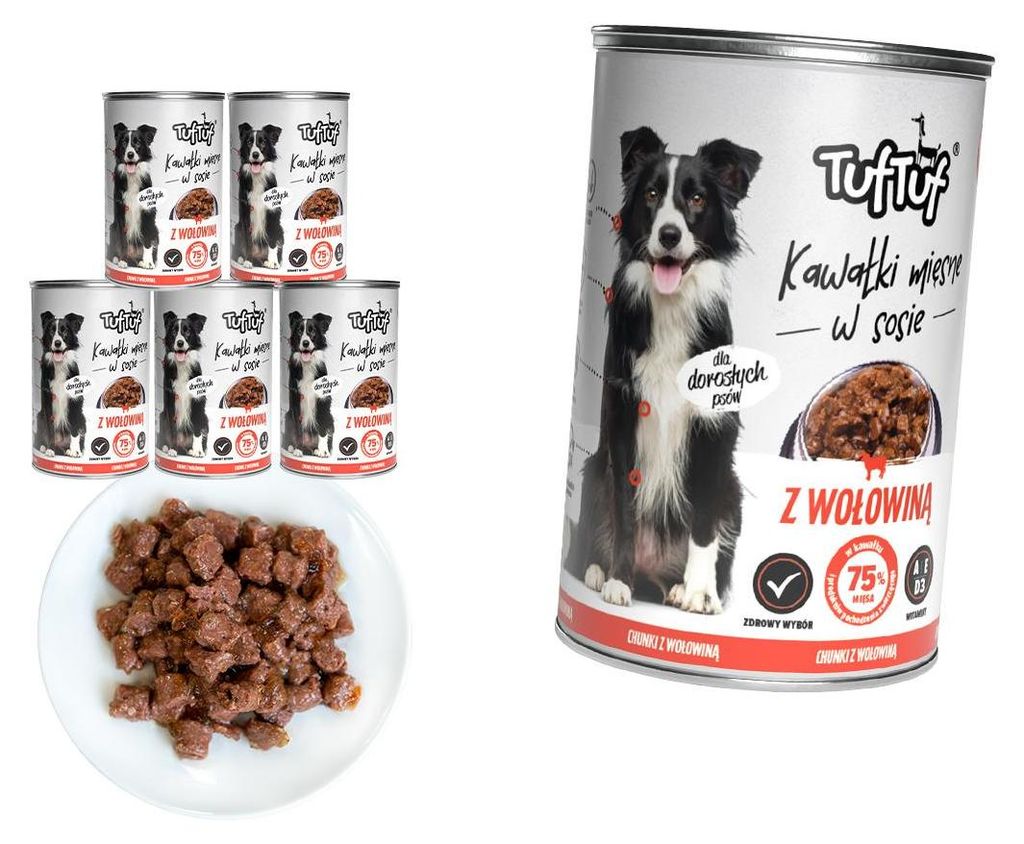 TufTuf | Krmivo pro psy s hovězím masem – sada 6 plechovek Obrázek produktu 