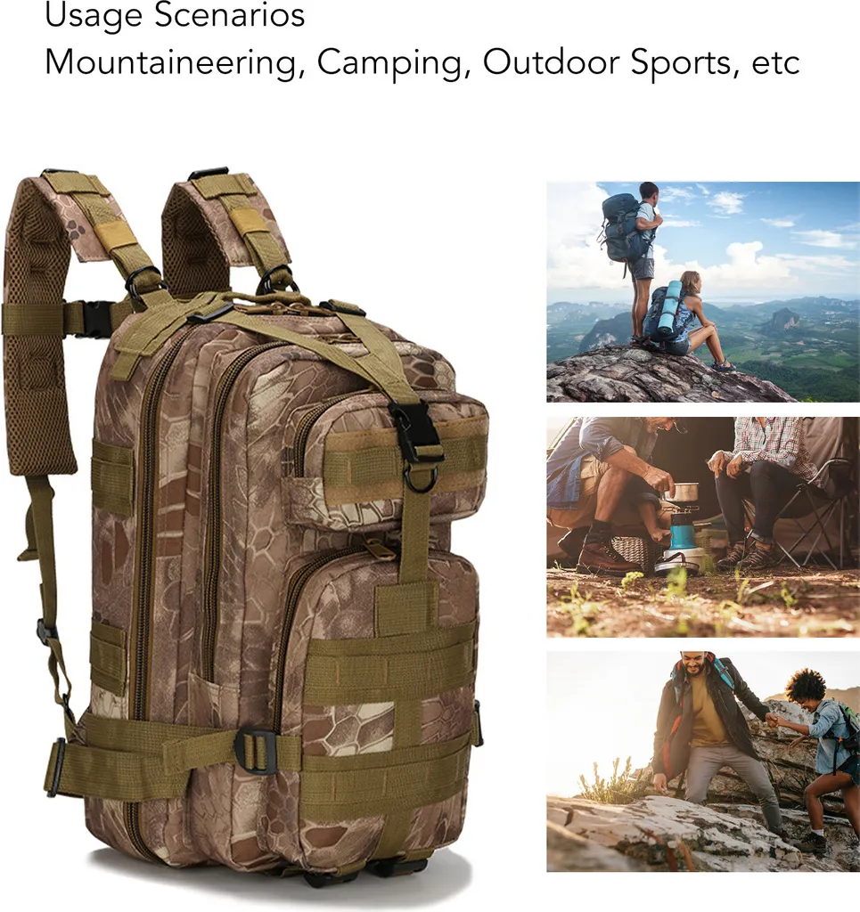 Sac à dos tactique camouflage Python Mud Color avec double fermeture éclair - 4