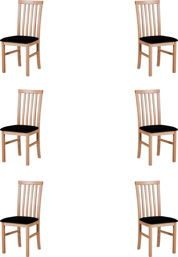Chaises MILANO 1 en Bois de Hêtre Massif Naturel - Lot de 6 Assises