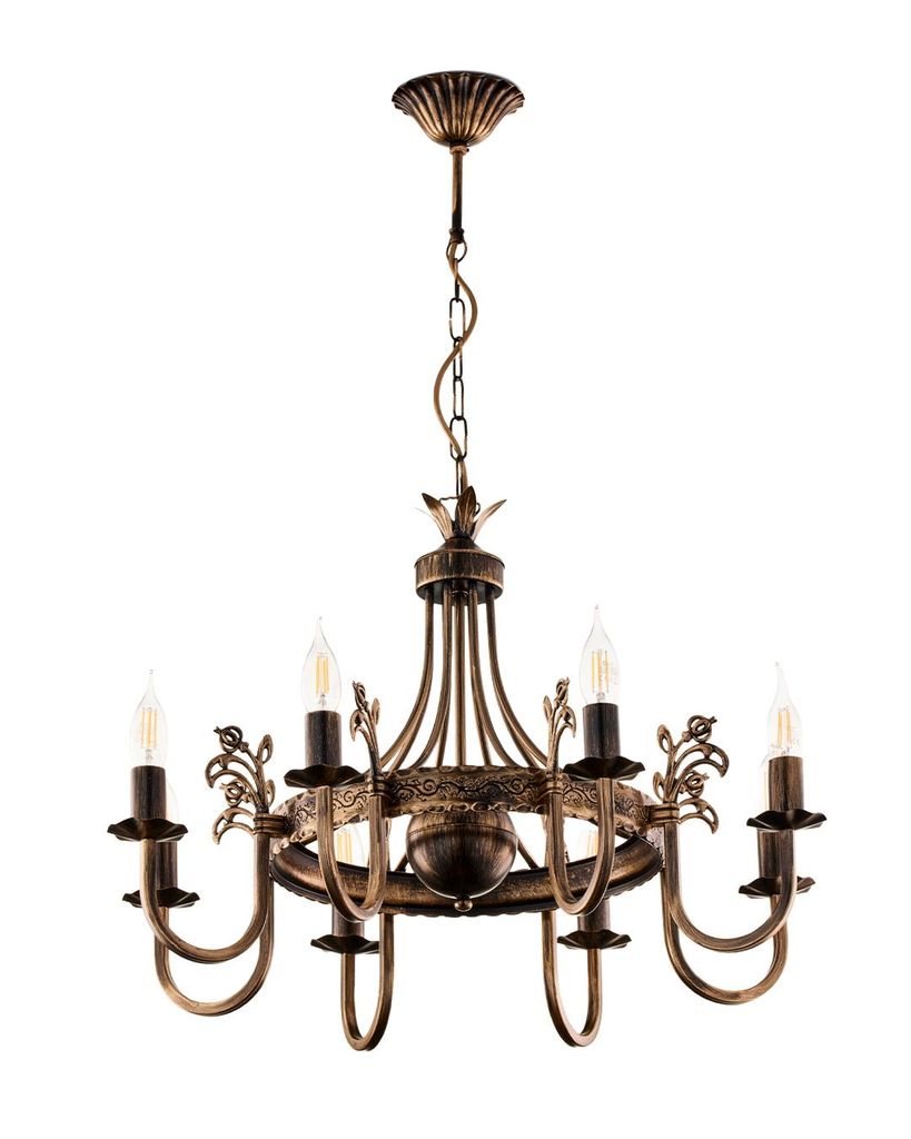Hanglamp KORONA, 8xE14, klassiek, antiek brons, Jupiter Productafbeelding 