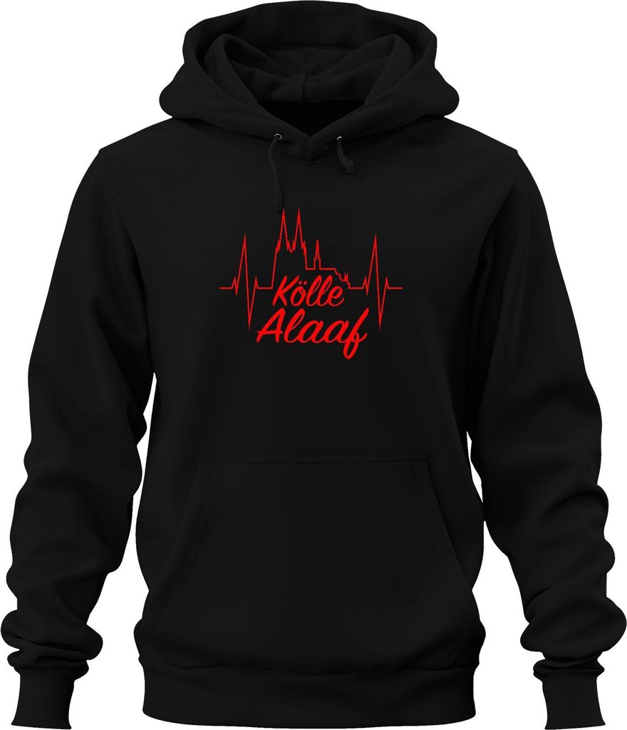 Kölle Alaaf Kölner Dom Skyline Karneval Jeck Fastelovend Uni Hoodie Kapuzenpullover, Schwarz, M