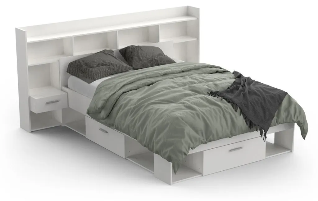 Aménager une petite chambre : Tête de lit CHICAGO blanche liseuses LED - 5