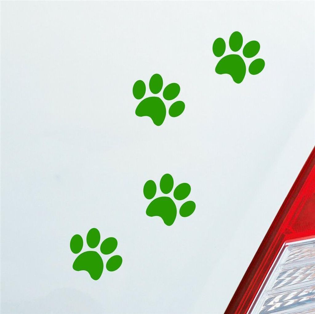 Auto Aufkleber Pfoten Paws Dog Hund Haustier Tier Pfote Paw 8x10 cm Hellgrün Sticker Heckscheibenaufkleber