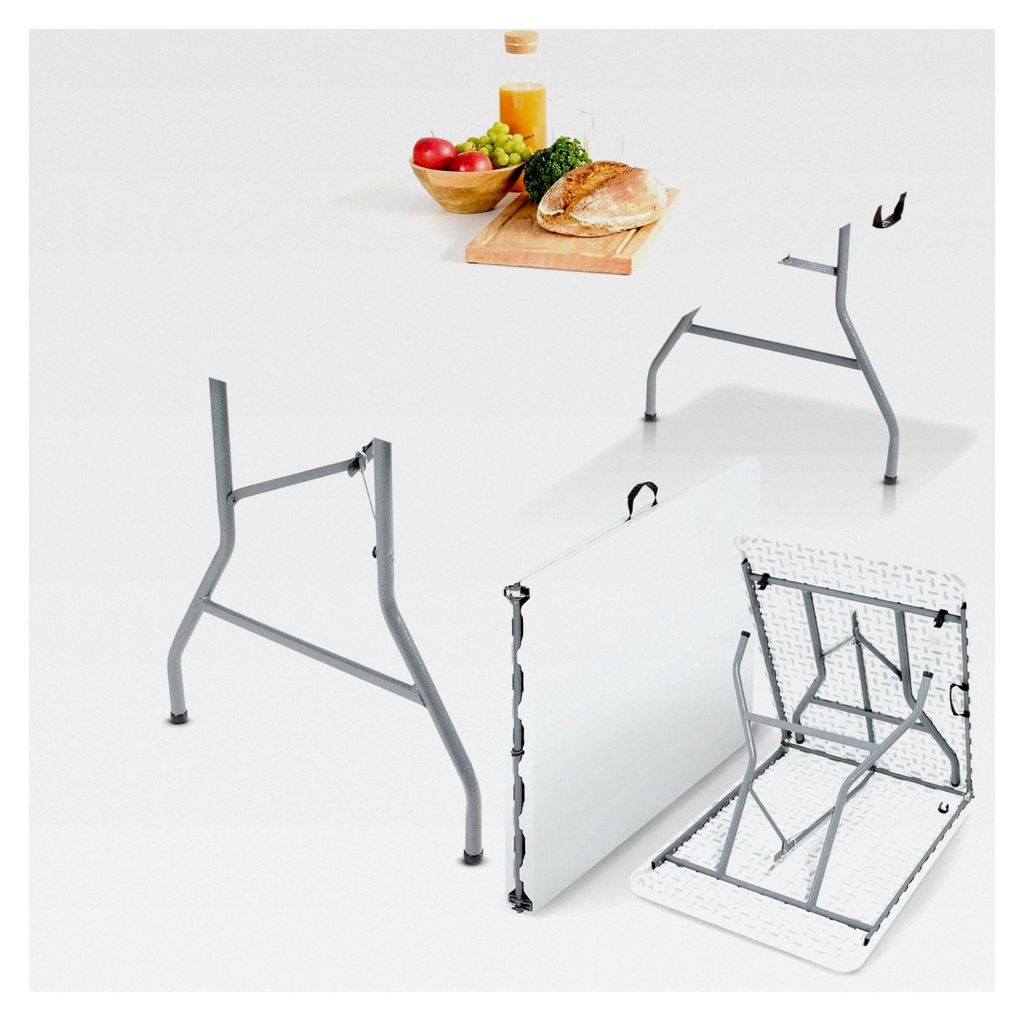 Buffettisch zusammenklappbar 182 x 74 x 74 cm wetterfest für Garten, Terrasse und Balkon | 8 Personen | Campingtisch mit Tragegriff | Weiß