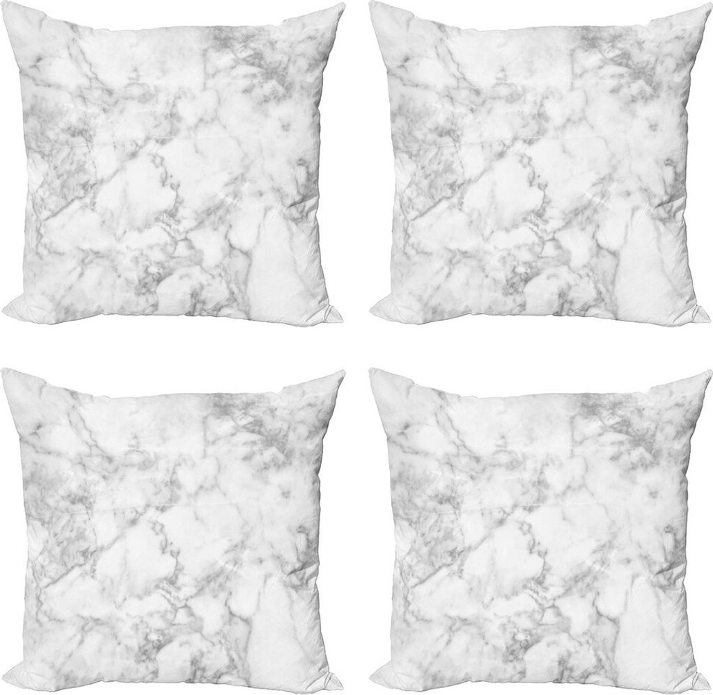 ABAKUHAUS Marmor Kissenbezug Set (4 Stück), Granit Natur Spots, Moderner Doppelseitiger Digitaldruck, 50 cm x 50 cm, Blassgrau Staub