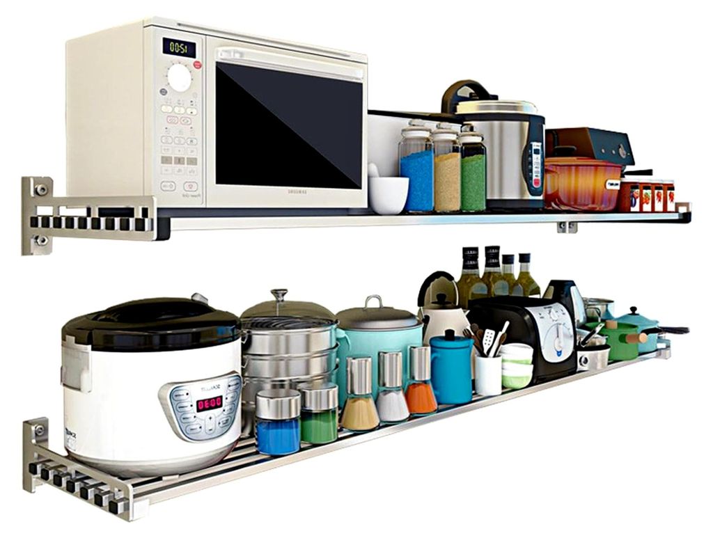 Mikrowellenregal aus Edelstahl, wandmontierbar, 40,6 cm tief, verstellbar, 60–150 cm, für Küche, Bad und Aufbewahrung, platzsparendes Ofenregal...