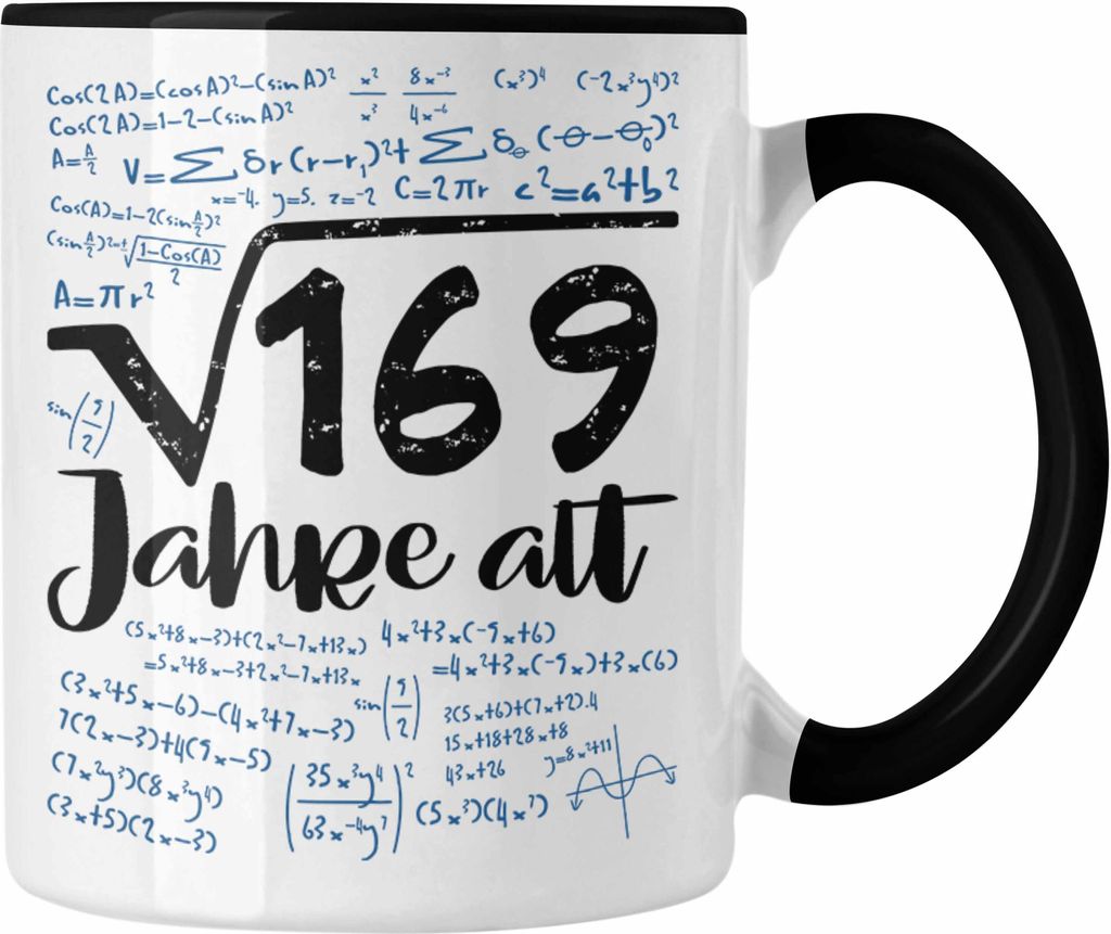 Trendation - Quadratwurzel 169 = 13 Jahre Alt Tasse Geschenk Wurzel Aus 169 13. Geburtstag Mathe (Schwarz)