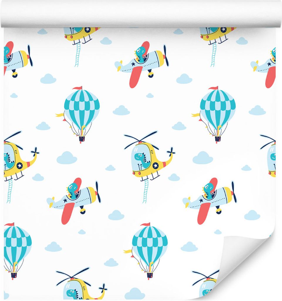 10m VLIES TAPETE Rolle Kinderzimmer Flugzeuge Luftballons Krokodile XXL