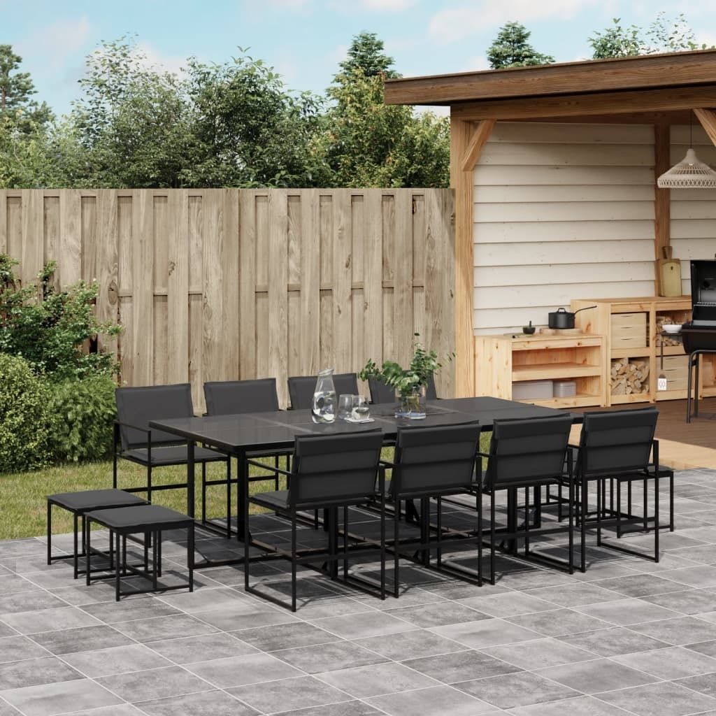 Maison Exclusive - 13-tlg. Garten-Essgruppe mit Kissen Schwarz Textilene