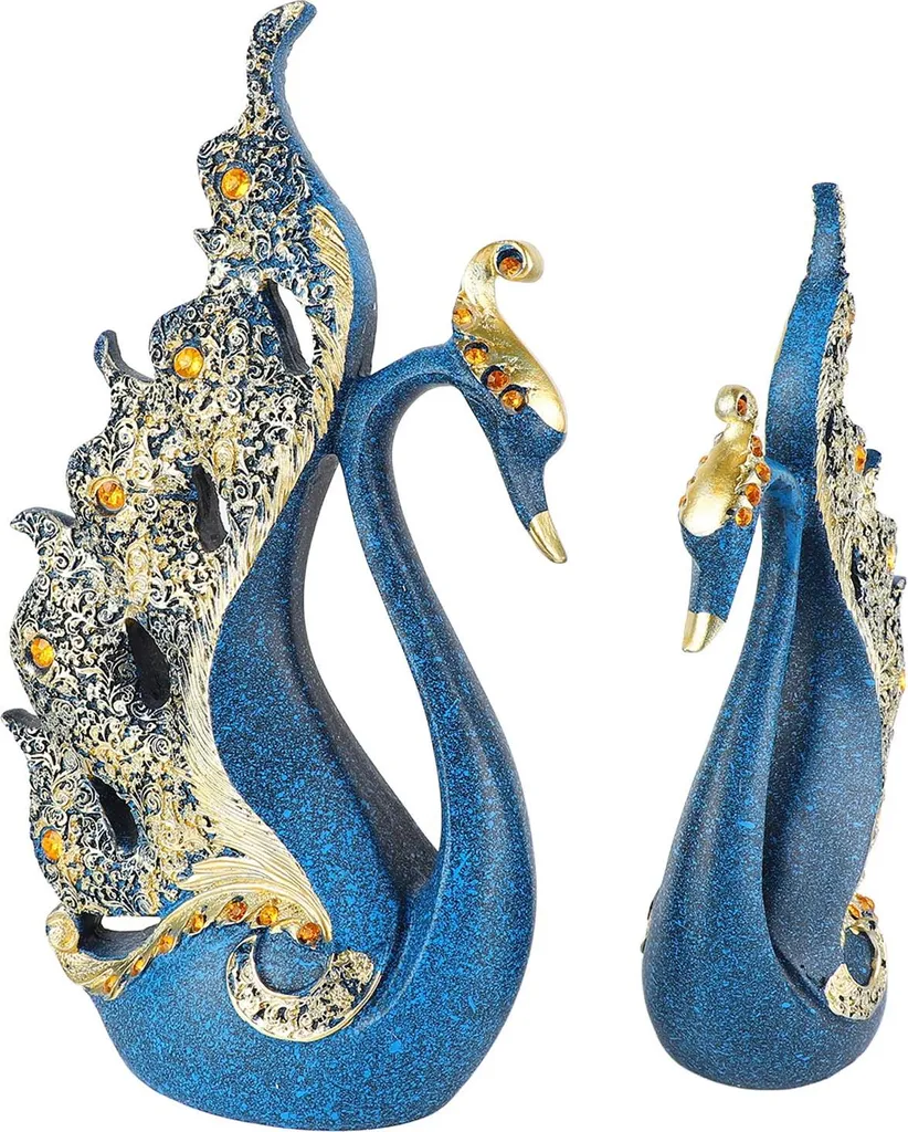 Cygnes décoratifs bleus - Cadeau de mariage idéal et déco de salon chic