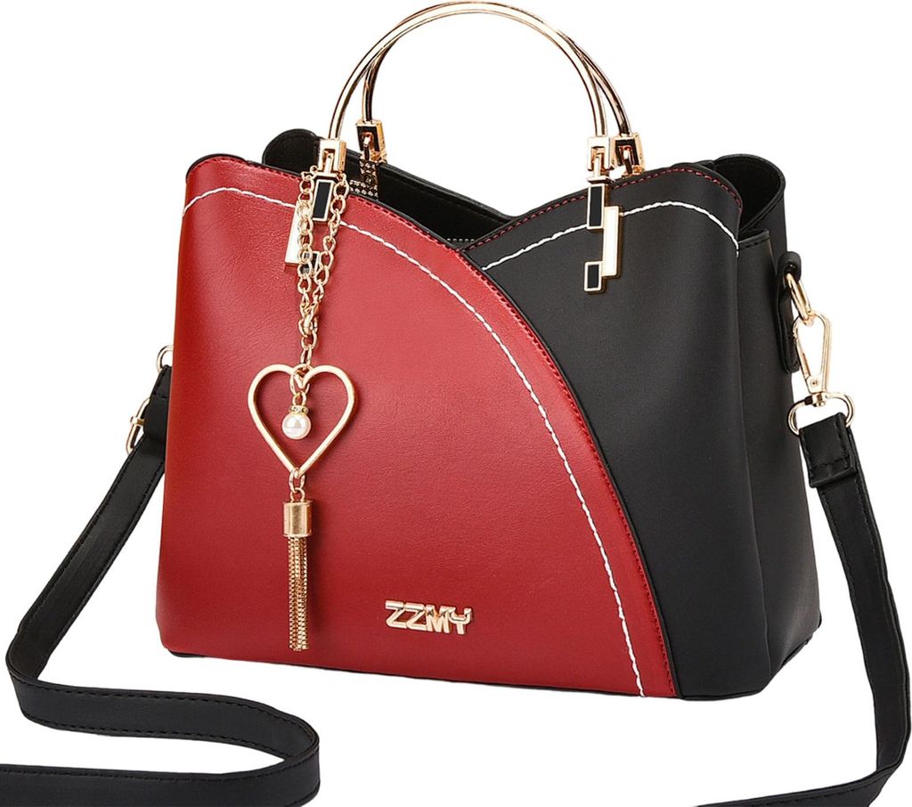 OKWISH Handtaschen, Große Damen Umhängetasche Farbblock Design Schultertasche Crossbody Tasche modisch leicht Alltagstasche Shopper Tasche elegan...